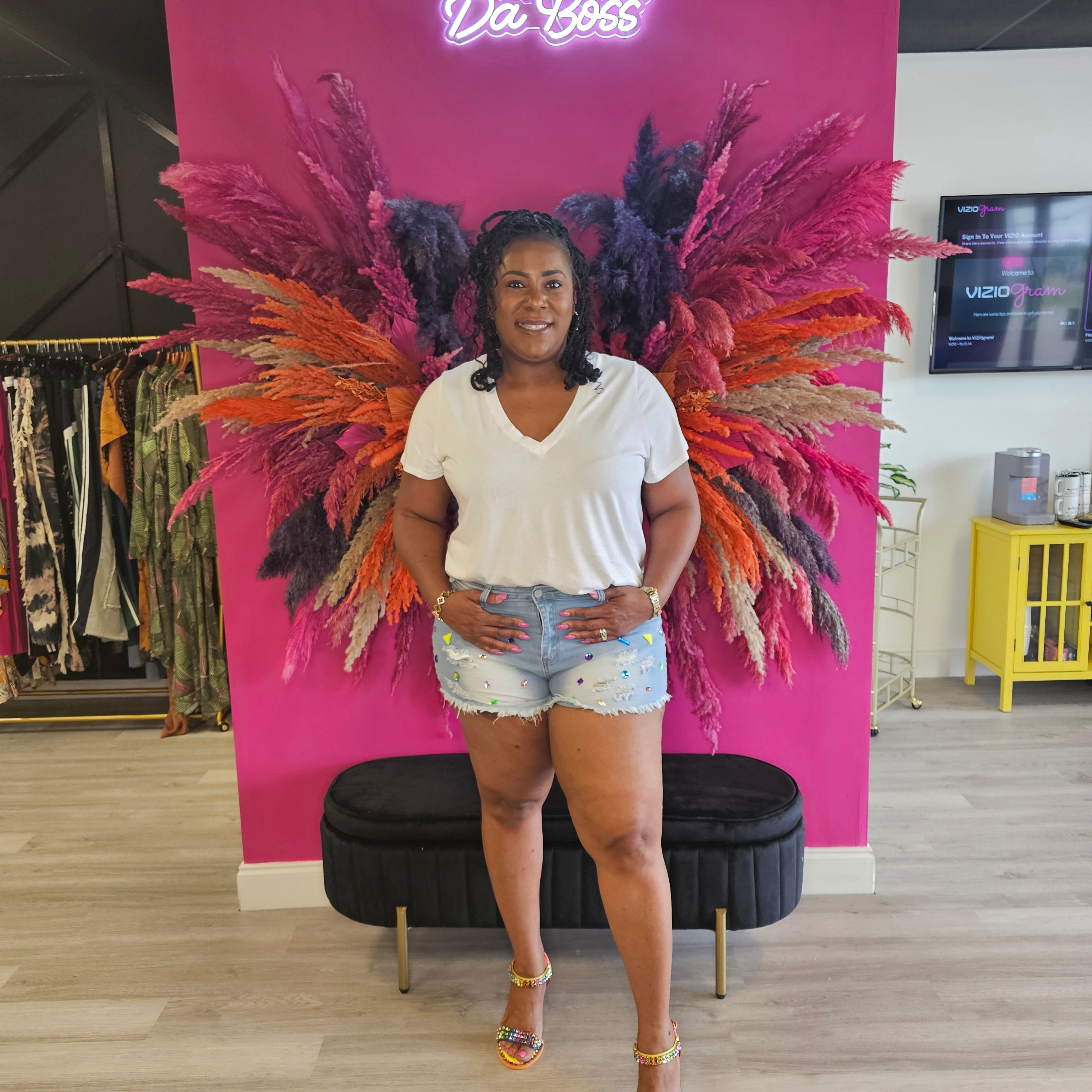Colorful Gem Denim Shorts