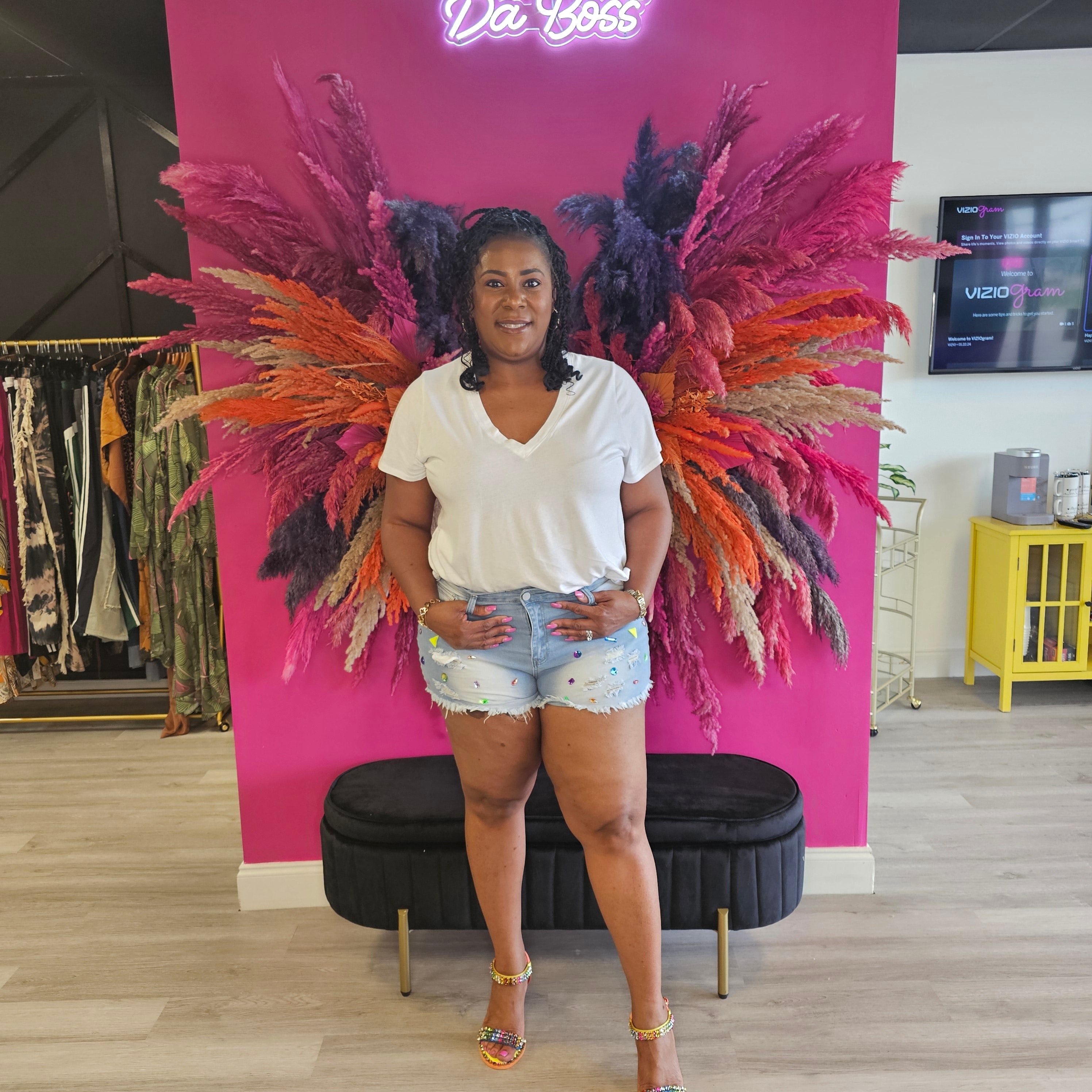 Colorful Gem Denim Shorts
